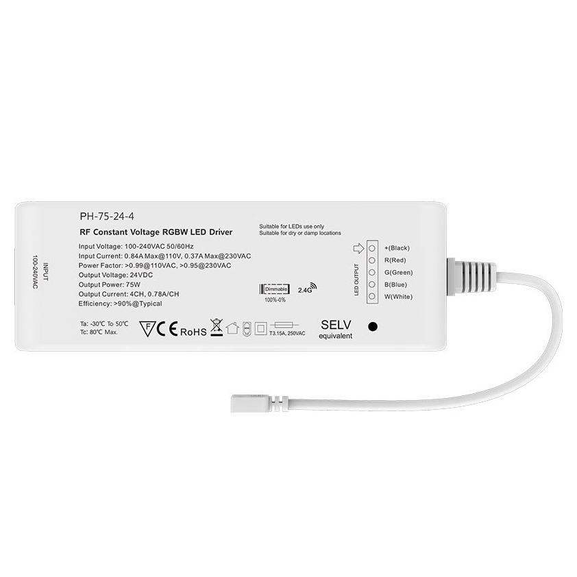24V 75W 4CH RF Dimmable LED Driver PH-75-24-4 24V 75W 4CH RF Dimmable LED Driver PH-75-24-4